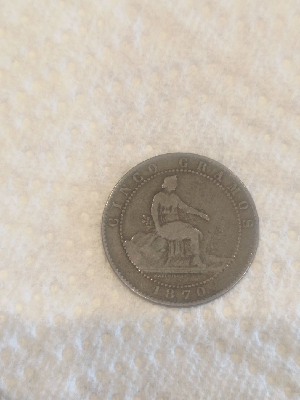 Alle Münzen: Pièce 5 centavos 1870 5 gramos état d'usage – Gebraucht aus Grimisuat von Drizzt75