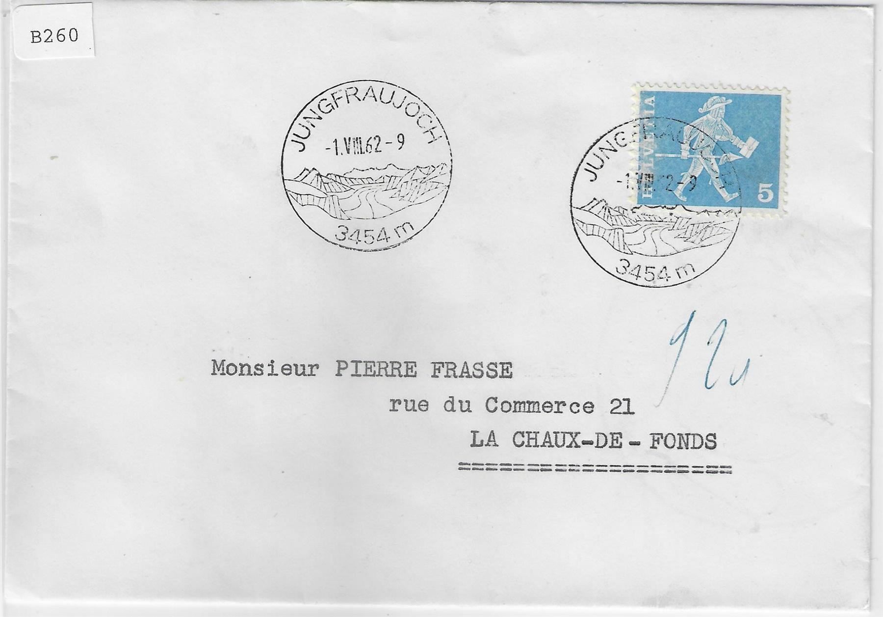 Stempel: Werbestempel Jungfraujoch 1.VIII.62 – Antik aus Ettingen von Kartenplanet
