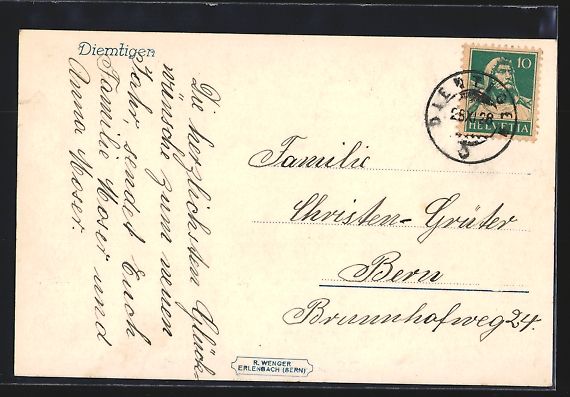 Cartoline postali: AK Diemtigen, Panorama mit Kirche, 1928 – Usato da Berlin venduto da bartko-reher 1