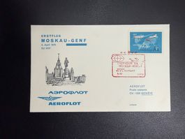 Aeroflot Erstflugbrief Moskau-Genf 1970