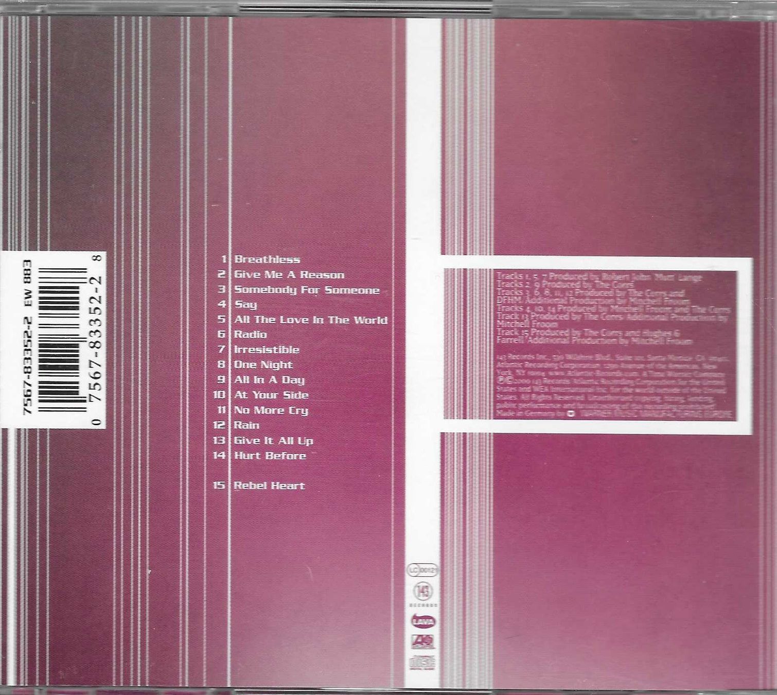 CD: THE CORRS  -  IN BLUE – Usato da Bex venduto da Giorgiob 1