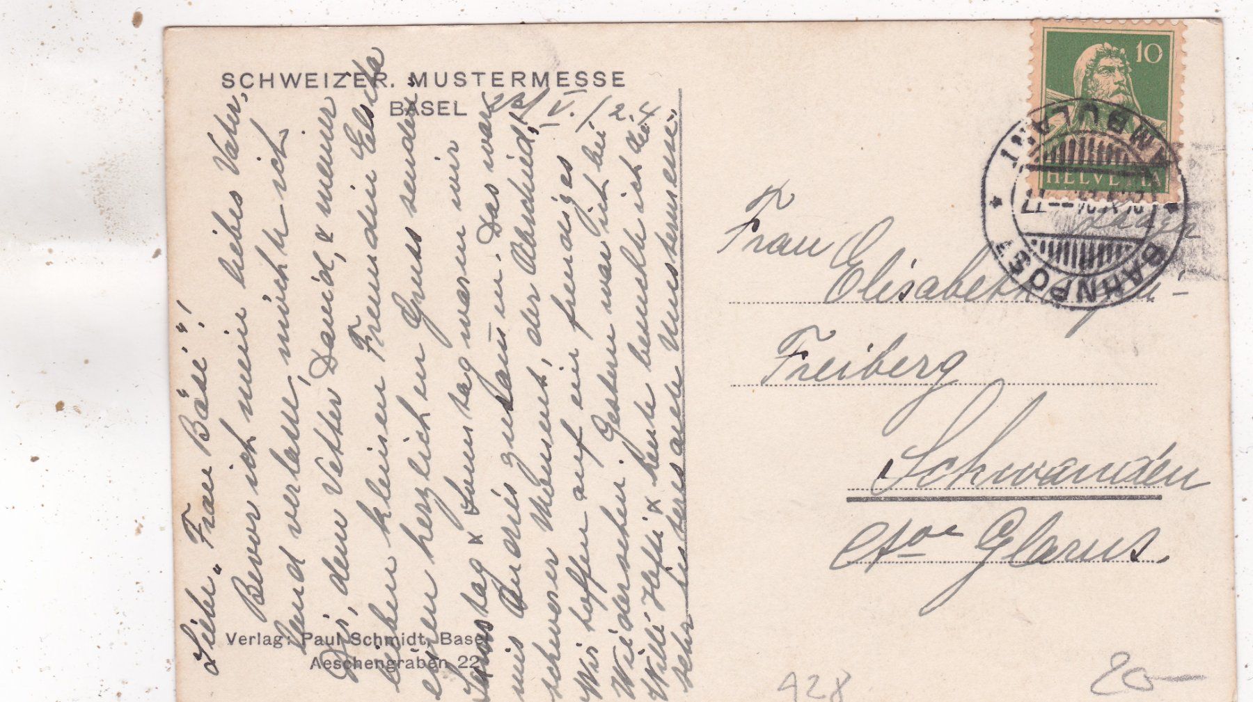 Ansichtskarten: Basel Schweizer Mustermesse 1924 – Gebraucht aus Herisau von Lisegrat2008 1