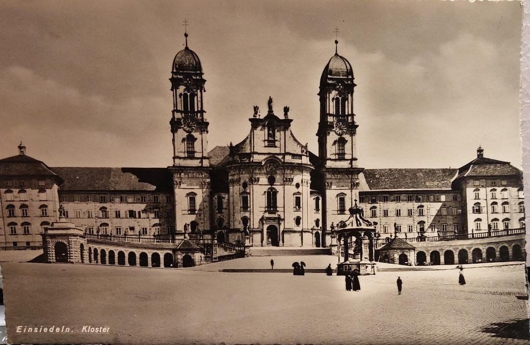 Ansichtskarten: EINSIEDELN  -  Kloster - 1950 – Gebraucht aus Delémont von Domdom1