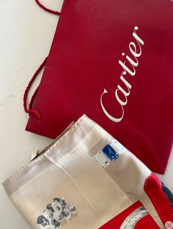 Cartier 'gemstone' silk scarf in perfect condition - new