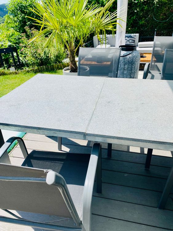 Gartentisch mit Granitplatte inkl. 4 Gartenstühle Kaufen auf Ricardo