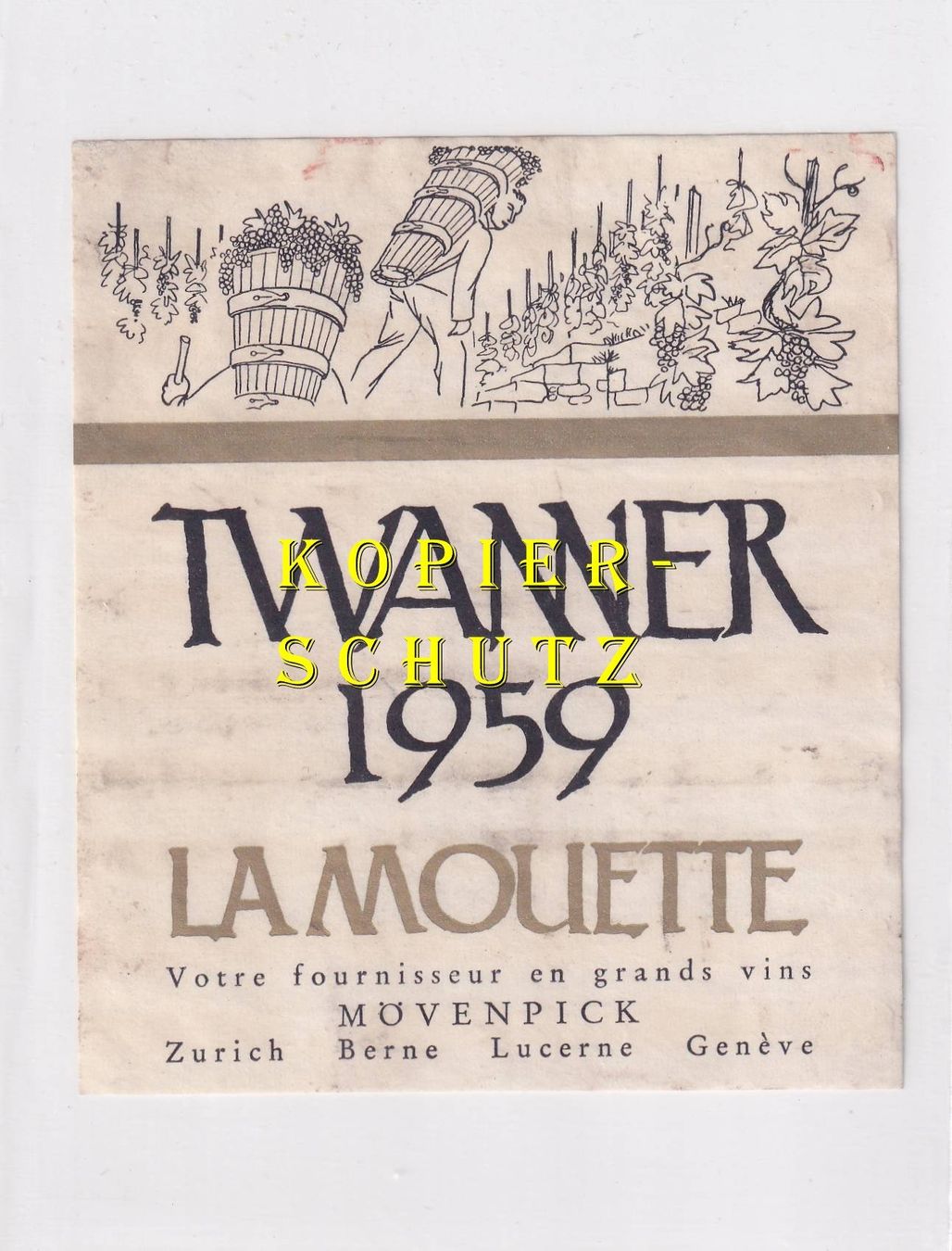 Carta: Etikette - Twanner 1959 "La Mouette" /bd – Usato da Hombrechtikon venduto da Rudolf07