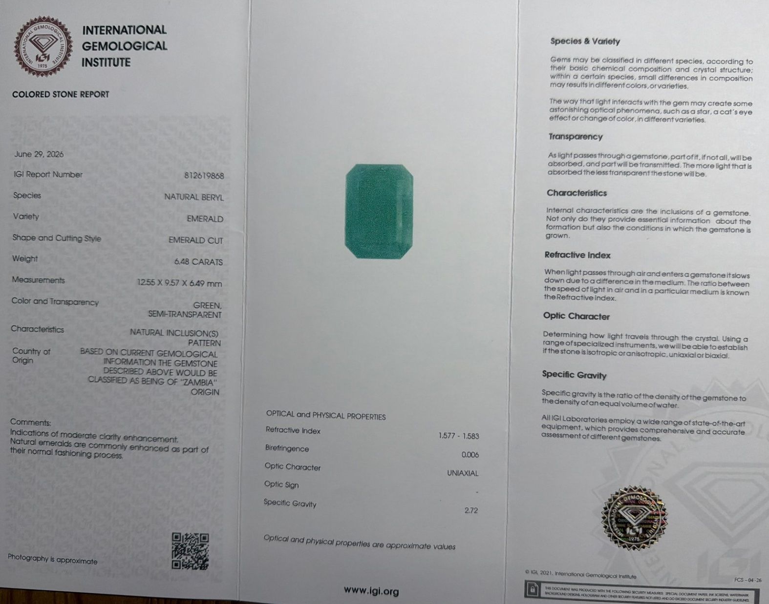 Pietre preziose: Smaragd 6,48ct (IGI) – Usato da Binningen venduto da fbnwst 4