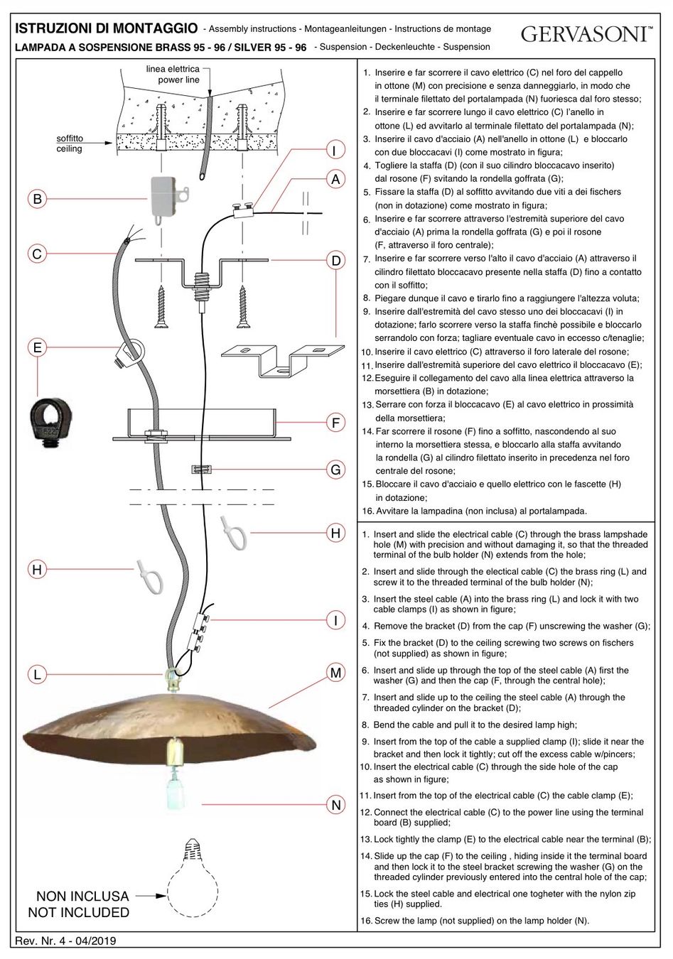 Kronleuchter & Deckenlampen: Pendelleuchte - Gervasoni Brass 95 – Gebraucht aus Crans-Montana von Fgmannarino 2