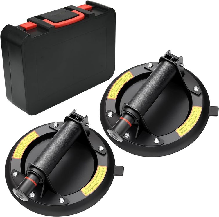 Produktbild von 2er-Set 8 Saugheber Mit 200 Kg Tragkraft – Vakuum-Glasheber Für Fliesen, Marmor & Glas, Ergonomisch, Inkl. Werkzeugkasten