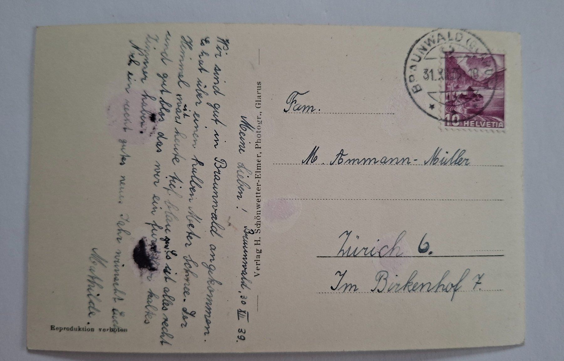Cartoline postali: Ansichtskarte Skifahrer Braunwald Winter Glarus – Usato da Opfikon venduto da Diversamente 1