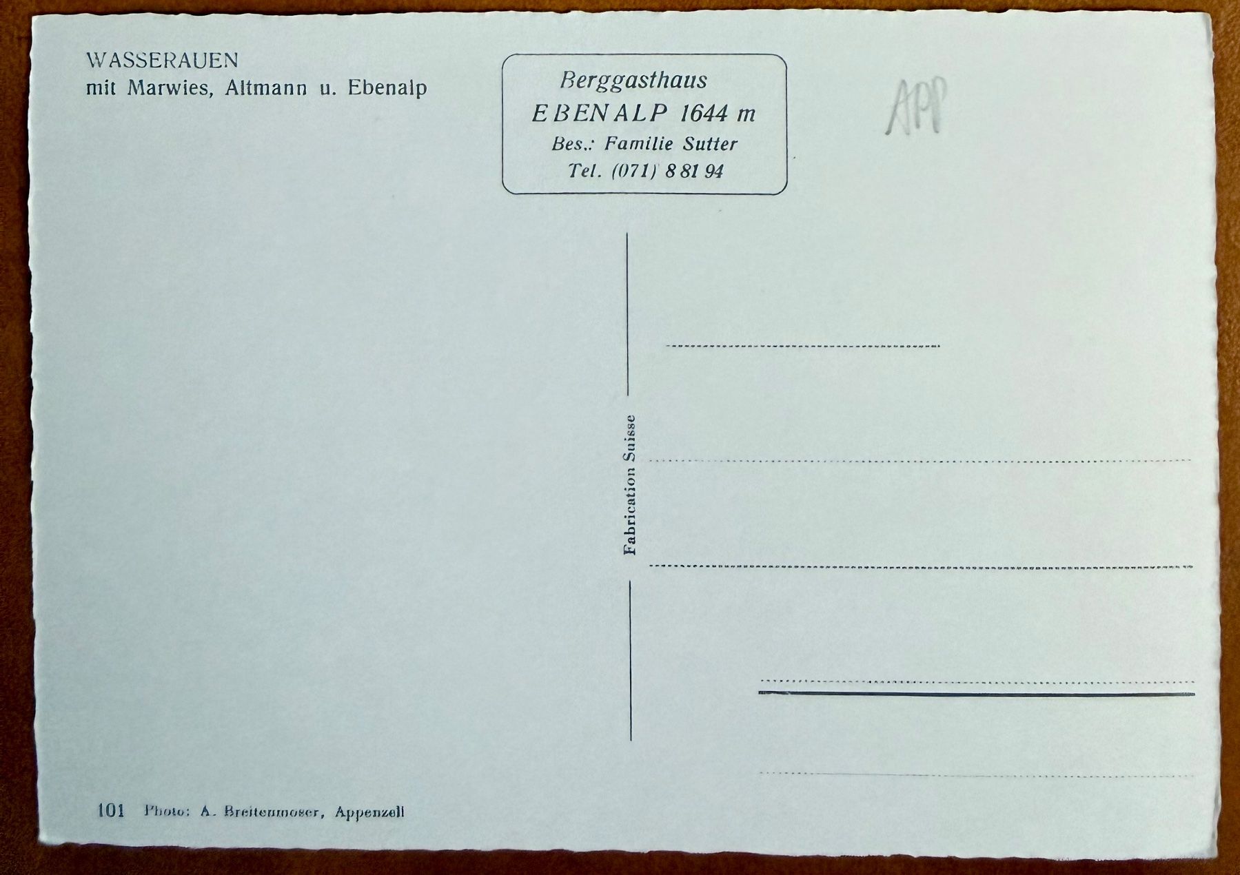 Cartoline postali: AK: Wasserauen - Ebnalp - Luftseilbahn – Usato da Lutry venduto da Ediego 1