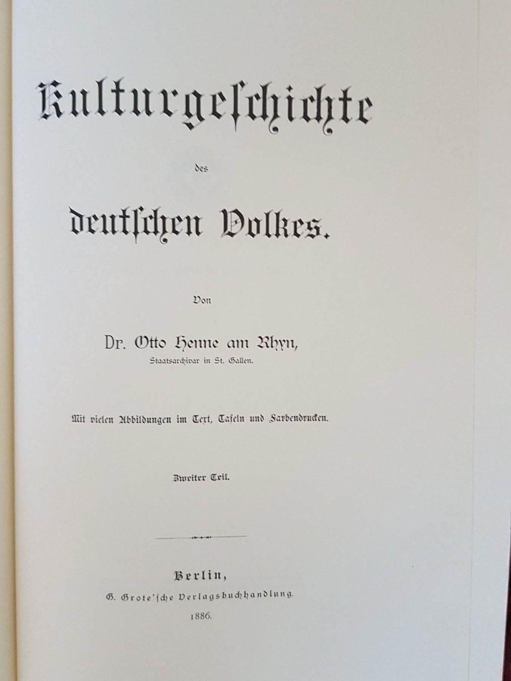 Libri: KULTURGESCHICHTE  DES DEUTSCHEN VOLKES – Usato da zürich venduto da gabab 8