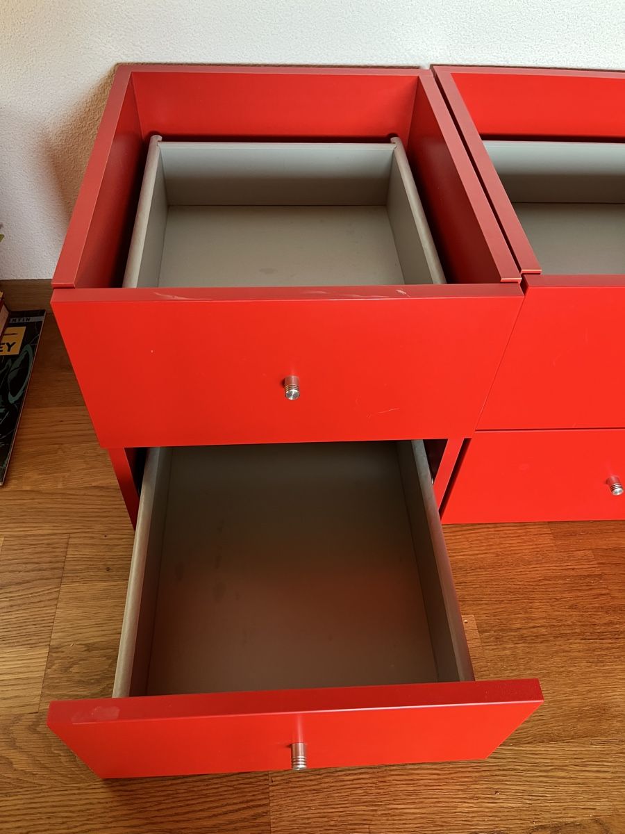 Scaffali: 4 Kallax Schubladenelemente rot modular – Usato da Lichtensteig venduto da jumisajoja 2