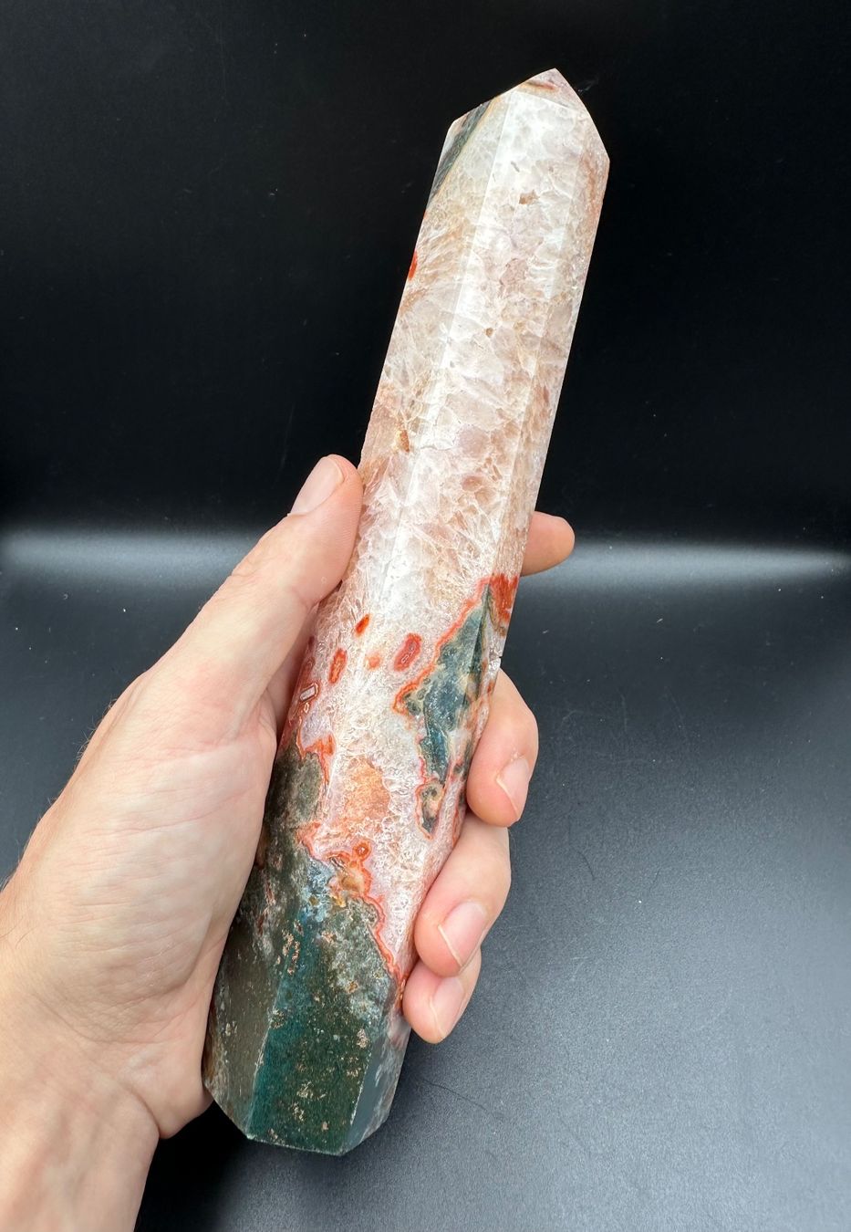 Mineralien & Heilsteine: roter Moosachat Obelisk, Spitze gross, 24.5cm! – Neu und originalverpackt aus Männedorf von Tradaki 5