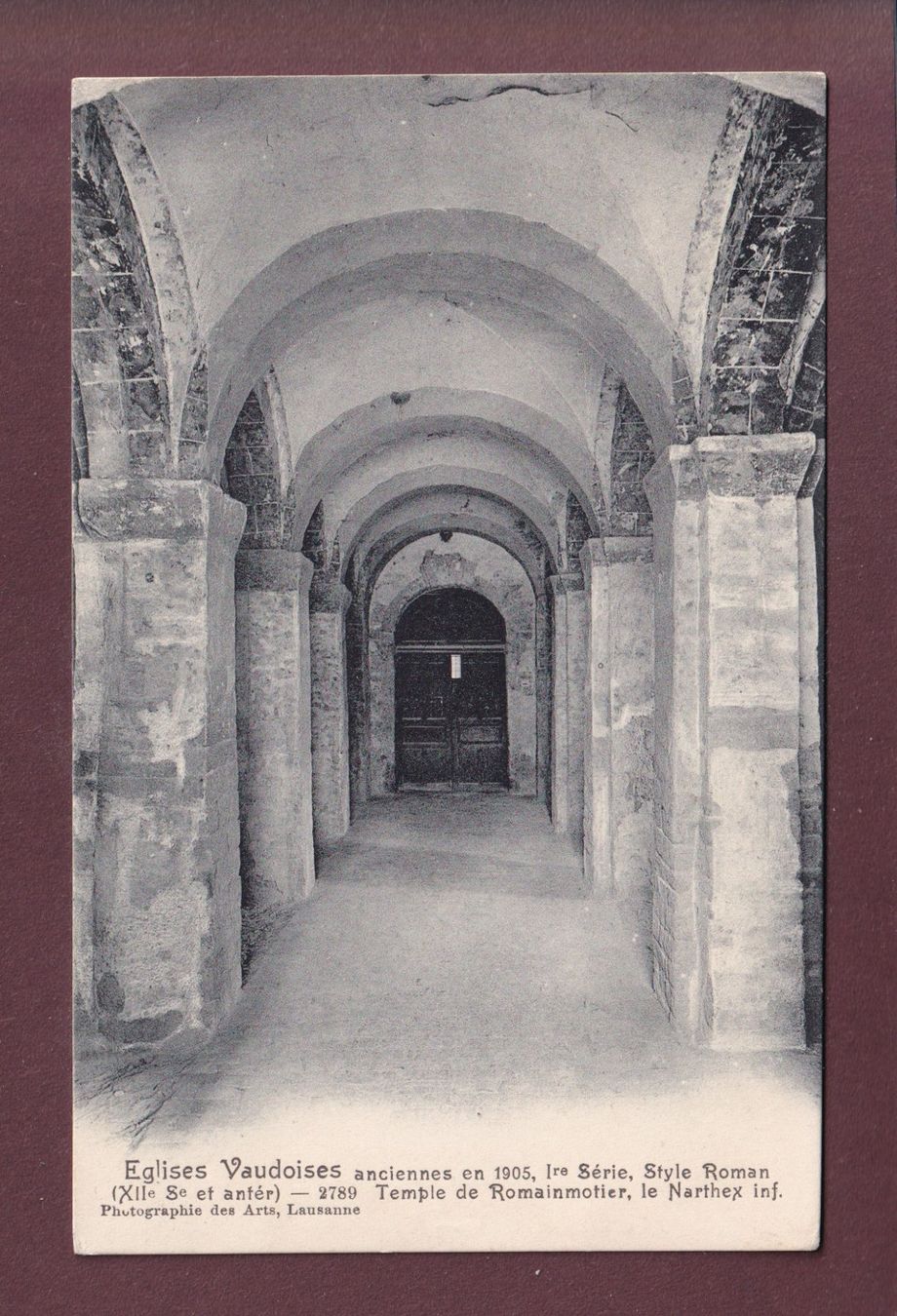 Cartoline postali: ROMAINMOTIER - Temple - Narthex - 1924 – Usato da Pully venduto da nicecards