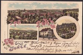 Jonen farbige Lithografie 4 Bilder mit Litzi und Obschlagen