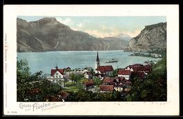 AK Flüelen, Ortsansicht am Vierwaldstättersee