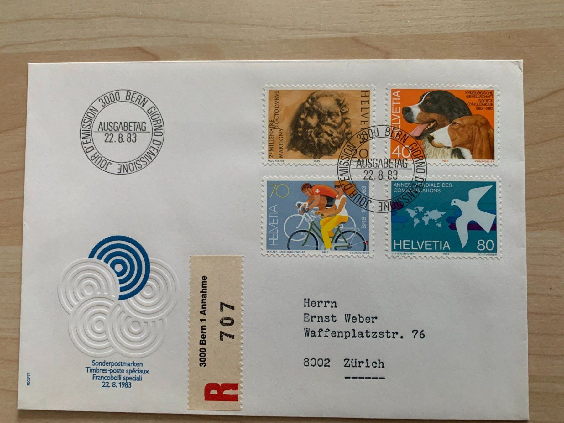 Alle Briefmarken: FDC Sonderpostmarken 22.8.1983 Bern 1, Chargebrief 707 – Neu (gemäss Beschreibung) aus Landquart von interesse63