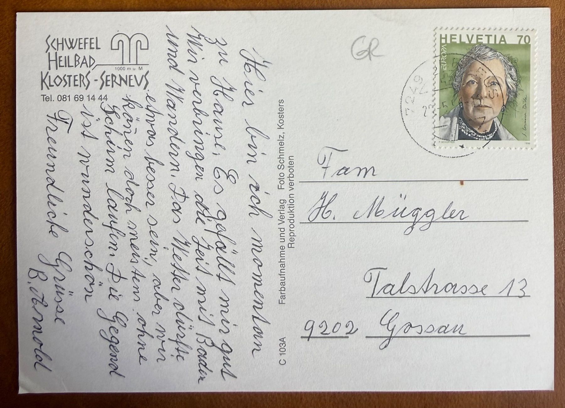 Cartoline postali: Klosters - Bad Serneus - Schwefel Heilbad – Usato da Lutry venduto da Ediego 1