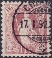 1892, Stehende: Nr.71C mit Vollstempel CHIASSO (TI)