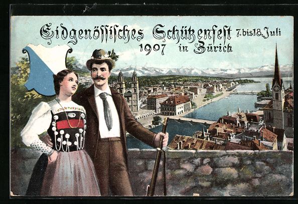 Ansichtskarten: Zürich, Eidgenössisches Schützenfest  – Gebraucht aus Berlin von bartko-reher