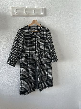Mantel schwarz weiss kariert Gr. M - Italia