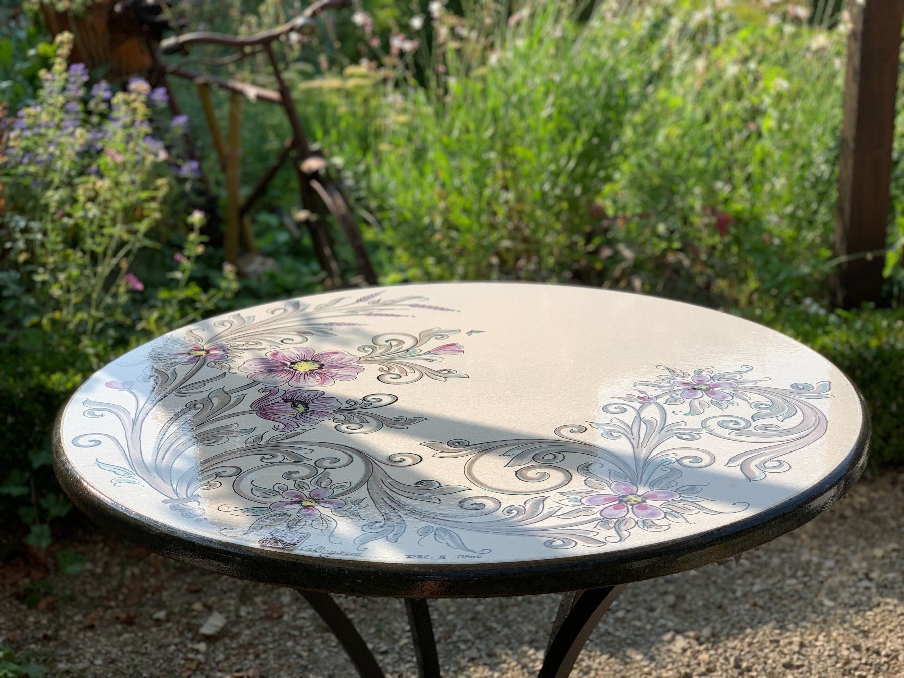 Tische: Lavatisch , Gartentisch rund weiss mit Blumen – Neu und originalverpackt aus Höri von ArtelavicaGmbH 3