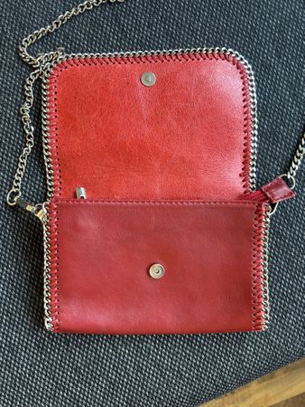 Tasche Rot Leder Kette Made in Italy guter Zustand