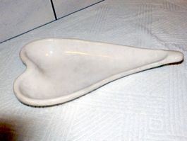 Früchteschale, cremeweiss marmoriert, 20 x 37cm, Blattform