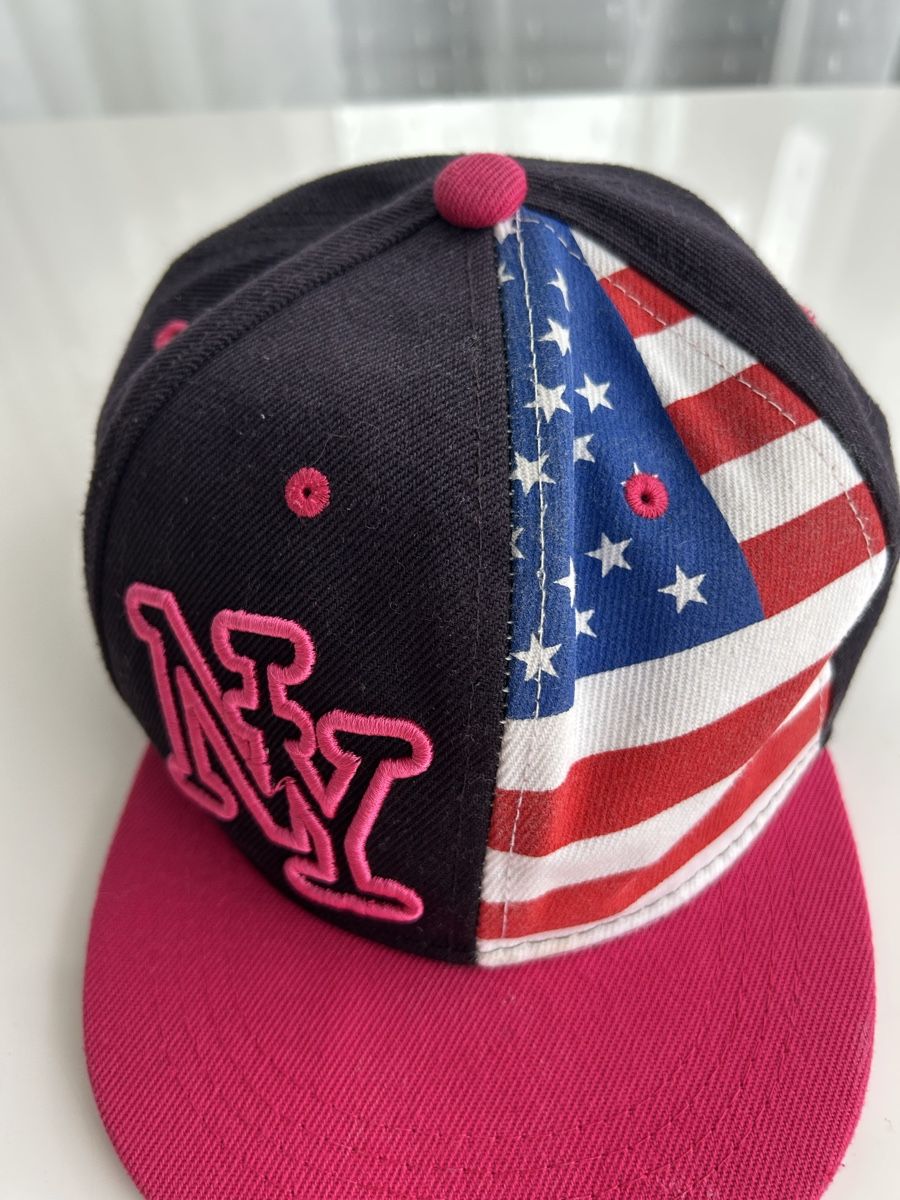 Chapeaux, bonnets & casquettes: Cap NY USA flag pink black adjustable new – Neuf (Voir description) à Saland par ele_vc96 1