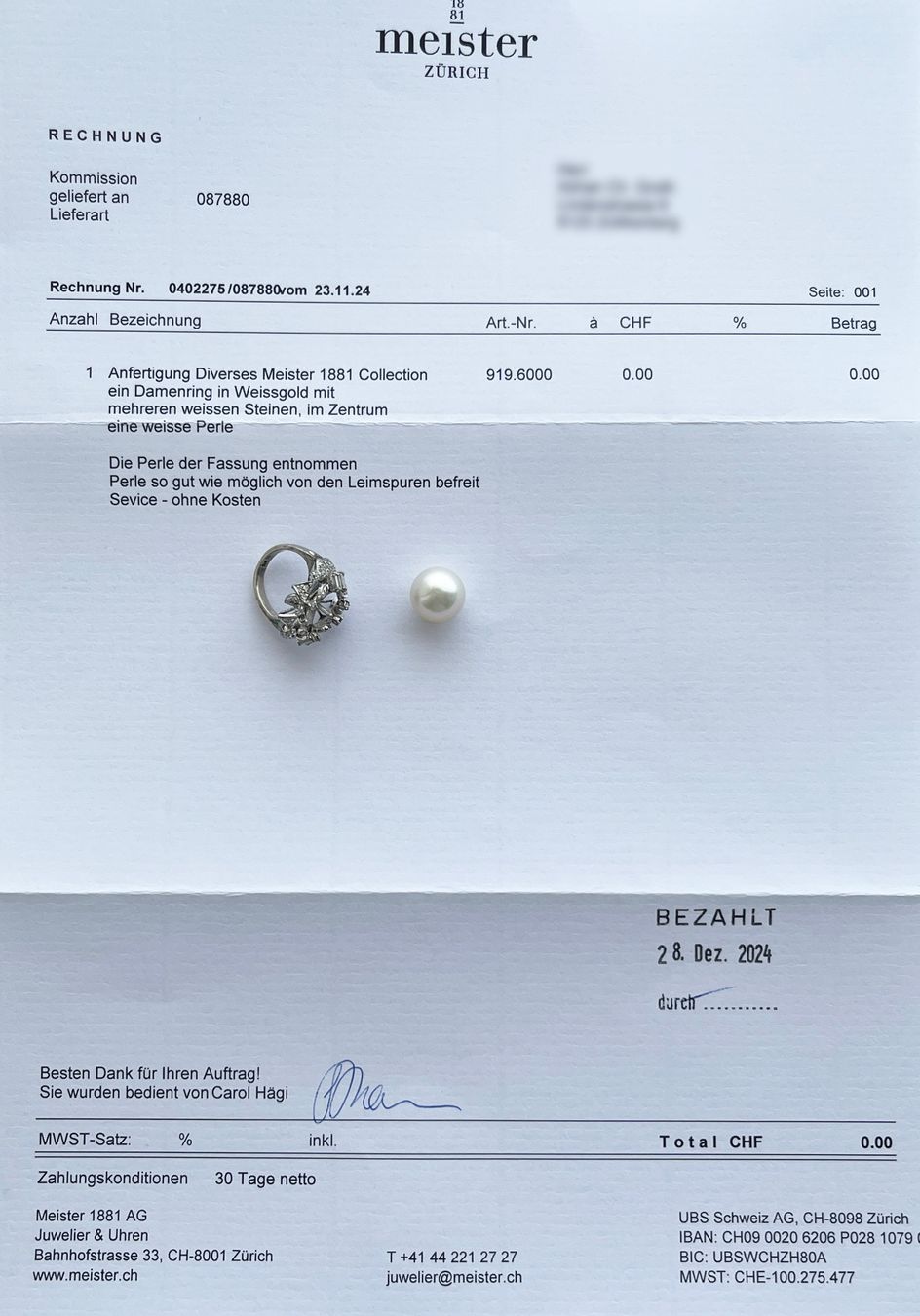 Anelli: Erstklassige Südsee-Perle mit Diamant-Ringfassung – Usato da Männedorf venduto da Olumio 5