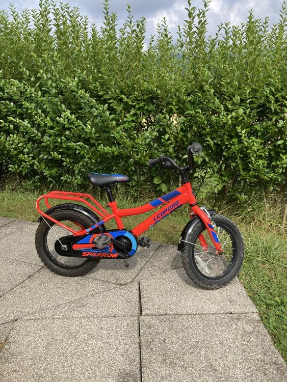 Balider Vélo Enfant 14 Pouces 3-6 Ans - Rouge Avec Stabilisateurs, Freins Sécurité, Cadre Acier Solide