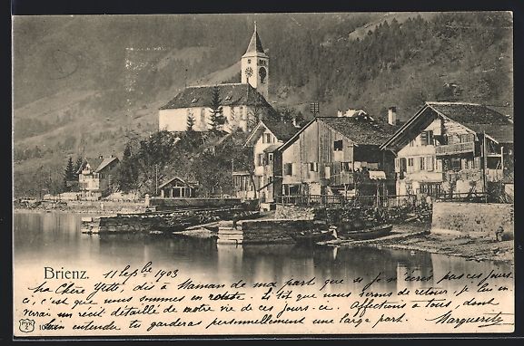 Cartoline postali: AK Brienz, Panorama mit Uferblick, 1903 – Usato da Berlin venduto da bartko-reher