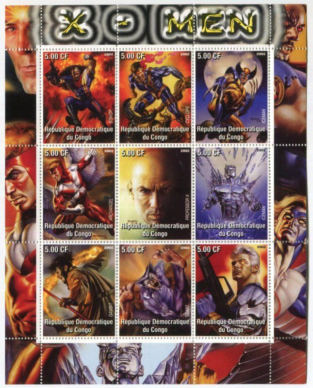 Alle Briefmarken: Block "X Men". Kongo. – Neu und originalverpackt aus Basel von Butsch5