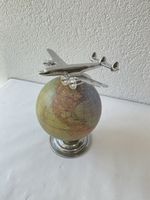Magnifique globe terrestre chromé avec avion, Weber Costello