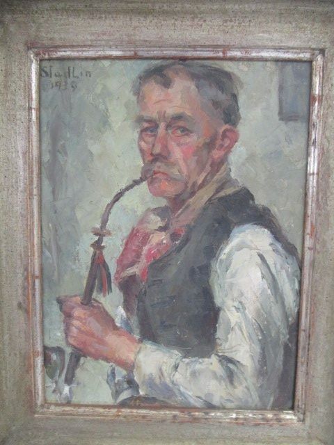 Gemälde: Stadlin Maria 1897-1973 - Mann mit Pfeife sign. dat. 1939 – Gebraucht aus Luzern von Horoskop1 1
