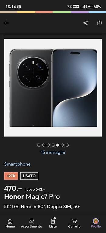 Telefoni cellulari / Smartphones: Honor Magic 7 pro – Usato da Cugnasco venduto da Ric72