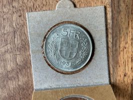 5 Franken 1951 - leicht geschlossene 9 (Neun)