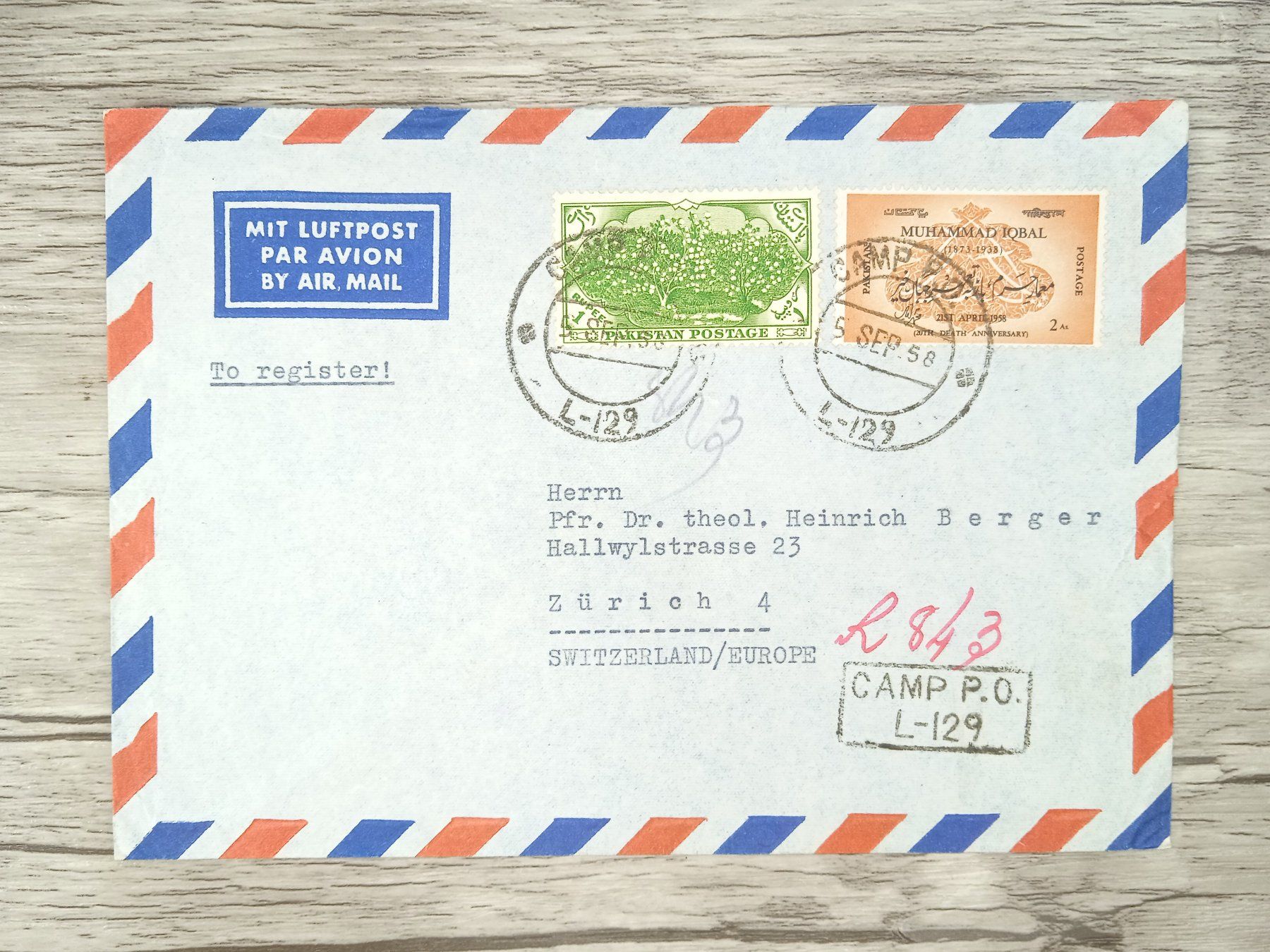 Tutti i francobolli: TR73 Enveloppe + Timbre Pakistan 1958 – Usato da Cousset venduto da Patrick_Collections