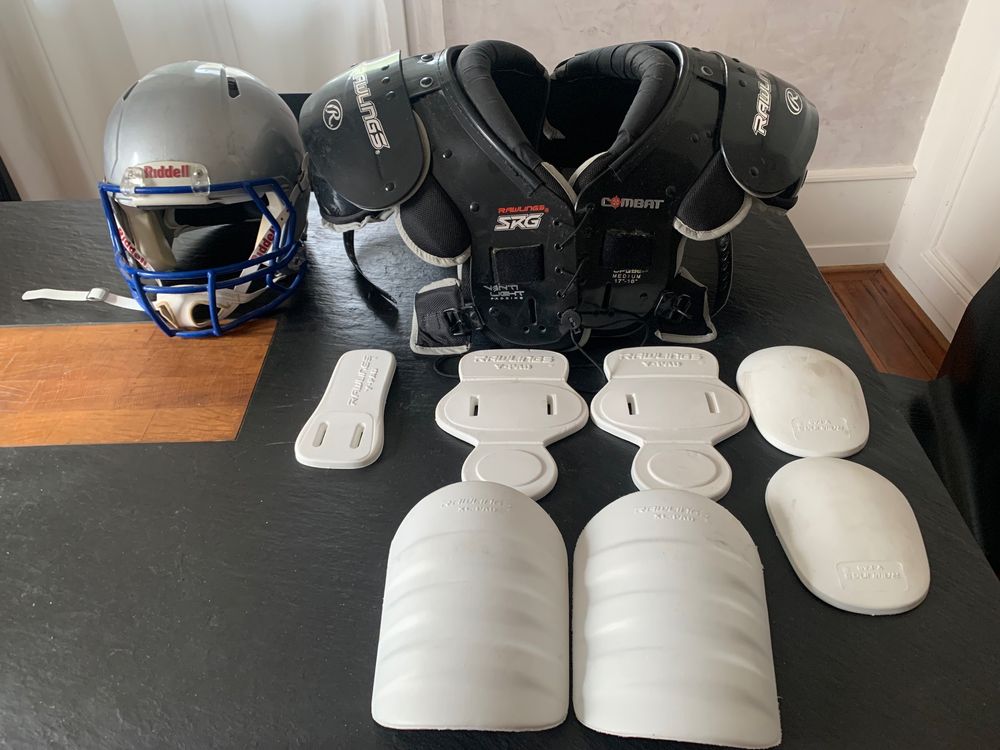Lot Vintage 2 Casques De Football Américain + équipement Enfant - USA