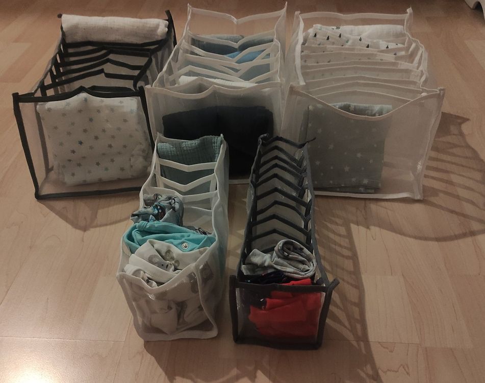 Wöchentlicher Kleider-Organizer Für Kinder – 6 Fächer Mit Wochentagen, Grau, Mit Bambus-Verstärkung
