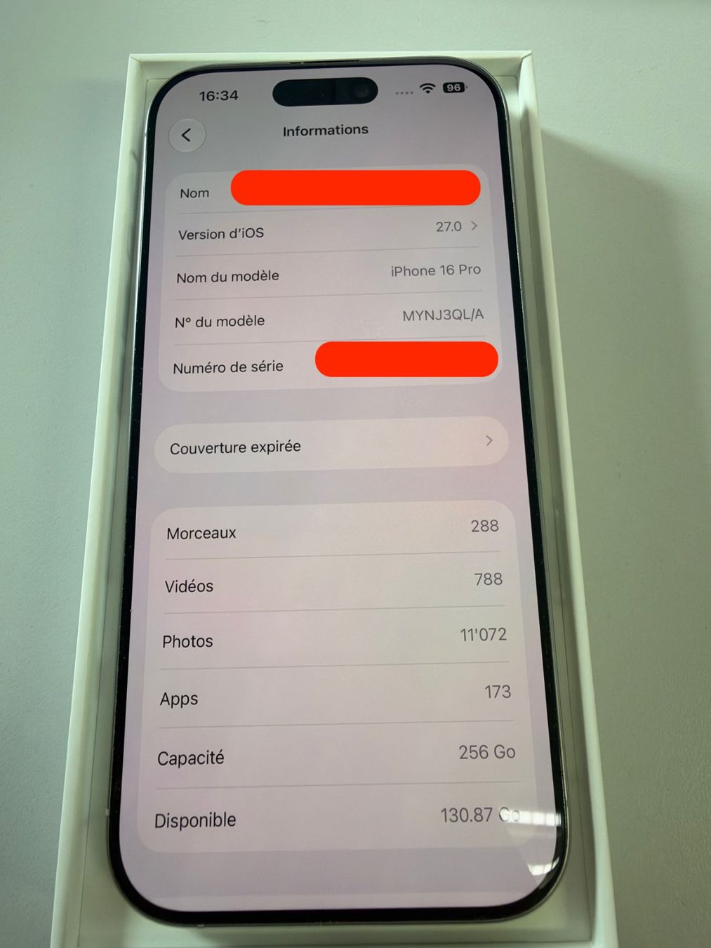 Apple Telefoni cellulari / Smartphones: iPhone 16 Pro 256 GB Titane Blanc – Usato da Basse-Nendaz venduto da maytainf 7