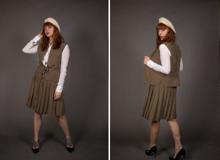 vintage 1980er AKRIS Seiden Set - Jupe&Top - Gr. S/M