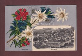 ST. GALLEN - Blumen - 1913 Feldpost Präge