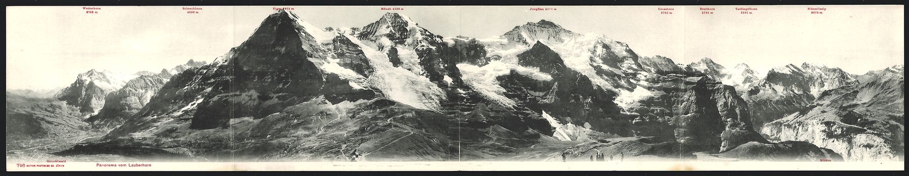 Cartoline postali: Klapp-AK Grindelwald, Lauberhorn, Panora – Usato da Berlin venduto da bartko-reher