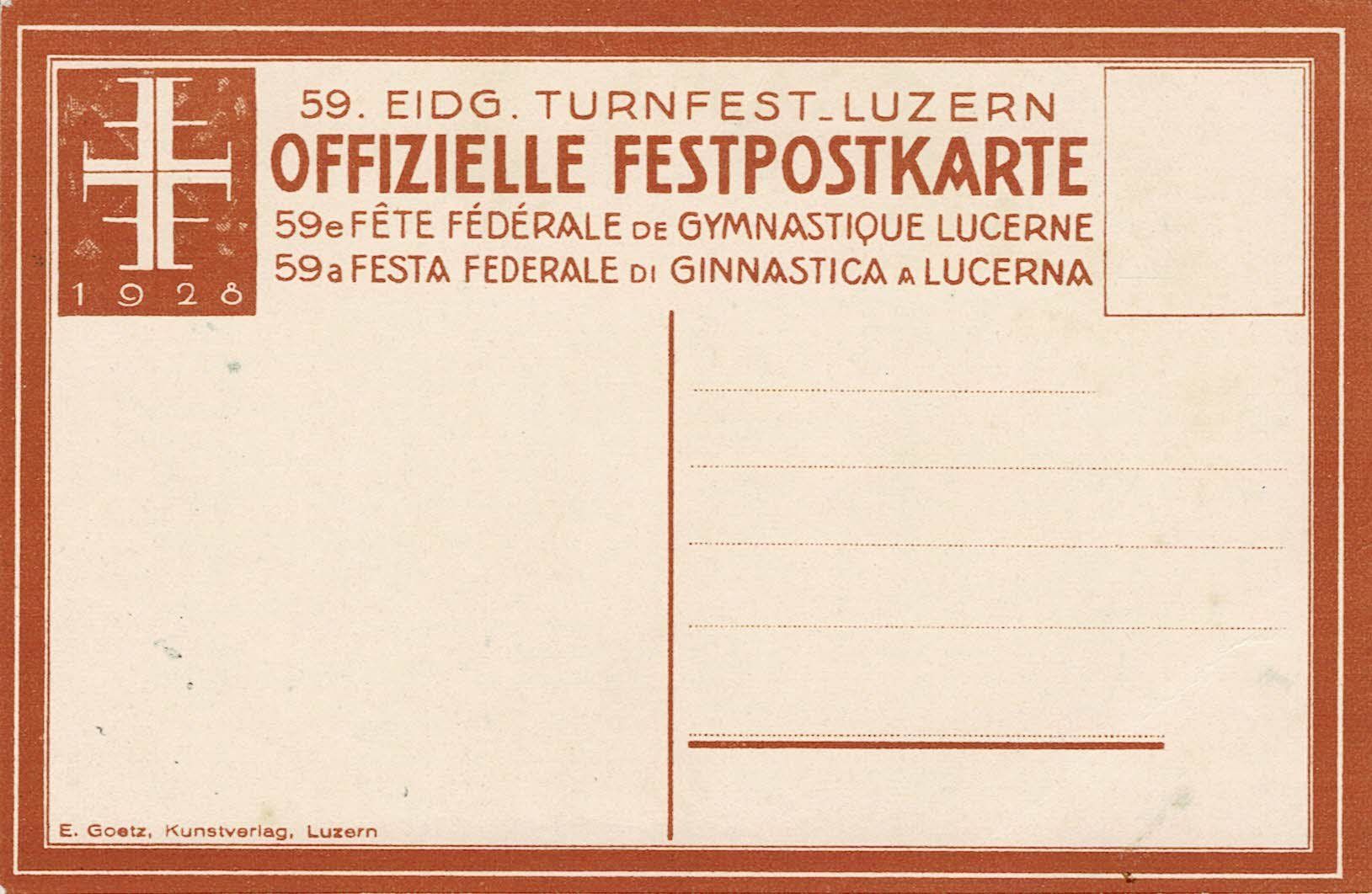 Cartoline postali: 59. Eidg. TURNFEST Luzern 1926! – Nuovo (secondo la descrizione) da Hergiswil NW venduto da Kartenfrau 1