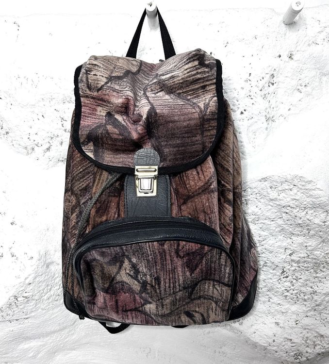 Vintage Rucksack Samt Leder Unikat 90er Jahre Look (Gebraucht) in ...