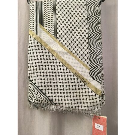 Mala Alisha langer Schal Kefia m Leinen u Seide black 60x180