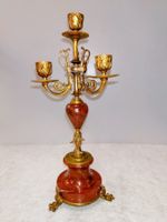 Antikes Kandelaber um 1850 Frankr. Roter Marmor, vergoldet