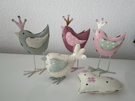 Deko Vögel Set 4 Stück /Herz Metall bunt gebraucht